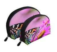 Set di 2 pochette portatili con stampa floreale e farfalla - trousse da viaggio e organizer per le donne