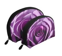 Set di 2 pochette portatili con stampa rosa viola, borse da viaggio per trucco e organizer per le donne