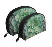 Set di 2 pochette portatili da viaggio con stampa di teschio di Halloween, trousse da viaggio per cosmetici e articoli da toeletta per la conservazione quotidiana e l'organizzazione dei viaggi, Verde