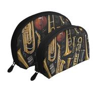 Set di 2 pochette portatili da viaggio con stampa giallo senape e nera, pochette da viaggio per cosmetici da viaggio per riporre tutti i giorni e organizzare i viaggi, Strumenti musicali, One Size