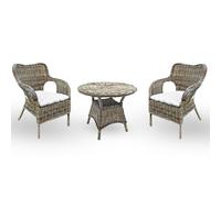 Set di 2 poltrone con 1 tavolino Kariba in rattan grigio con cuscini in omaggio