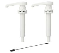 Set di 2 pompe per sciroppo Monin, 1,0 litri, pompa dosatrice in PET per 10 ml + 1 spazzola di pulizia ZZ-Clan gratuita adatta per il riser della pompa