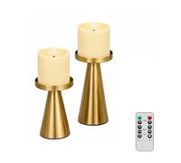 Set di 2 portacandele con 2 candele senza fiamma e 1 telecomando
