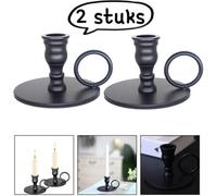 Set di 2 portacandele decorativi in ferro nero - portacandele piccolo