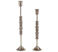 Set di 2 Portacandele in Metallo Dorato Due Dimensioni Stile Classico