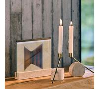Set di 2 portacandele in travertino, altezza 12,6 cm, SEBASTIANO Beige TU