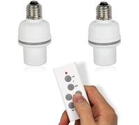 Set di 2 portalampada E27 Funzionamento senza fili con telecomando - Portata 30M - Interruttore senza fili, comando a distanza - Norme CE RoHS - Bianco