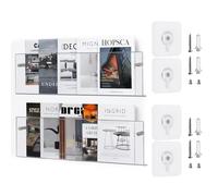 Set di 2 Portariviste Acrilico, 40 cm Portadepliant Mensola Acrilico Trasparente, Mensola da Parete in Acrilicos Libreria Portariviste Adatto per Soggiorni, Uffici, Scuole, Biblioteche e Camerette