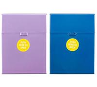 Set di 2 portasigarette di alta qualità, in metallo blu, rosa, viola, verde, 32 sigarette, 9 x 7 x 4 cm, con chiusura a bottone (viola + rosso)