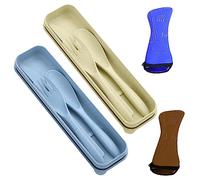 Set di 2 posate in plastica con organizer da 2 pezzi, set di posate con forchetta e cucchiaio, posate da viaggio con scatola, set di posate da campeggio portatile per campeggio, picnic