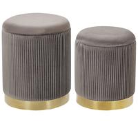 Set di 2 Pouf Contenitore Moderni in Poliestere Grigio con Base Oro Miramar