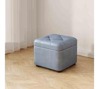 SET DI 2 Pouf Contenitore Rettangolari Con Coperchio Ribaltabile, Panca Portascarpe For Ingresso Soggiorno, Struttura In Legno Di Pino(SET OF 2 Blue,32x32x27cm(13x11x11inch))