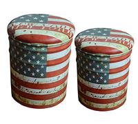 COSMA - Set di 2 Pouf Contenitore Tondo Usa - Disegno 1