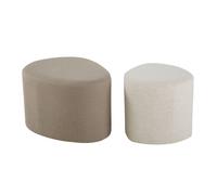 Set di 2 pouf grigio chiaro e bianco