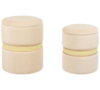 Set di 2 pouf in velluto beige e rattan Medford