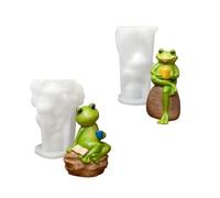 Set di 2 pratici stampi artigianali a forma di rana, forniture fatte a mano, ornamento in silicone per argilla, cera, resina, artigianato artistico