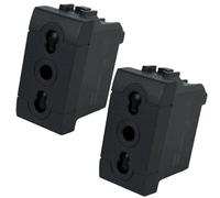 Set di 2 Prese Bipasso Nero 16A 250V Living International MOKEKA Compatibili con Placche Bticino Living Light Alta Qualità (2 Pezzi Presa Bipasso, Nero)