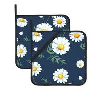 Set di 2 presine da cucina con motivo a margherita, resistenti al calore e stampate, ideali per cucinare, cuocere al forno e grigliare in modo sicuro ed elegante, ideali come regalo per le donne.