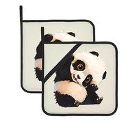Set di 2 presine da cucina con simpatico panda, resistenti al calore e stampate, per cucinare in modo sicuro ed elegante, come regalo per le donne.