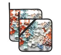 Set di 2 presine da cucina in ceramica con frammenti di pixel, presine da forno per cucinare e cuocere al forno, 20 x 20 cm