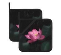 Set di 2 presine da cucina resistenti al calore stampate a forma di fiore di loto, per cucinare in modo sicuro ed elegante, come regalo per le donne.