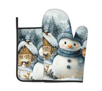 Set di 2 presine da forno con stampa 3D a forma di pupazzi di neve natalizi, resistenti al calore, per cucinare, barbecue, decorazioni da cucina