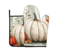 Set di 2 presine da forno con stampa di cani di Halloween e zucca autunnale, resistenti al calore, per cucinare, barbecue, decorazioni da cucina