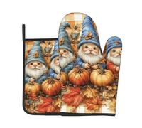Set di 2 presine da forno con stampa di pupazzi di neve natalizi e gnomi autunnali, resistenti al calore, per cucinare, barbecue, decorazioni da cucina