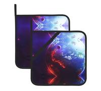 Set di 2 presine decorative per cucina, resistenti al calore, motivo pianeta spaziale, stelle e stelle