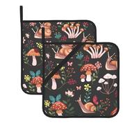 Set di 2 presine per funghi con lumache, per cucina, presine resistenti al calore, presine calde per bancone della cucina, presine con anello, presine per cucinare, grigliare e cuocere al forno.