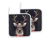 Set di 2 presine per presine da cucina con renna e presine lavabili per cucinare sottopentola quadrato per cottura antiscivolo