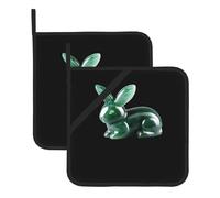 Set di 2 presine quadrate resistenti al calore HJFCZH Carving Jade Rabbit stampe spesso isolamento termico per piani di lavoro della cucina lavastoviglie