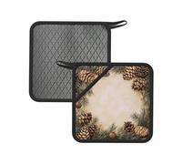 Set di 2 presine resistenti al calore, con bordo a pigna, con rivestimento in morbido cotone, antiscivolo, per cucina, forno, barbecue, accessori da cucina