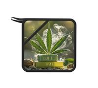 Set di 2 presine resistenti al calore, resistenti al calore, presine per marijuana, erbacce e marijuana, in morbido cotone, antiscivolo, in silicone, per cucina, forno, barbecue, accessori da cucina