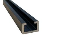 Set di 2 profili a C in alluminio nero, 17 x 11 mm, 1,5 m, anodizzato, Black Edition, con scanalatura per viti M8, guida per tavolo di fresatura, arresto e sistema a binario