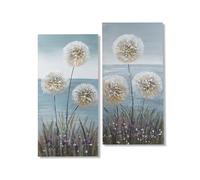 Set Di 2 Quadri In Tela PUSTEBLUMEN Con Glitter Oro 30x60cm Formano