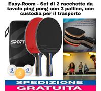 Set di 2 racchette da tavolo ping pong con 3 palline,con Custodia x Il trasporto