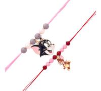Set di 2 Rakhis per ragazze e ragazzi Raksha Bandhan Bhaiya Rakhi Set Kid Rakhi per bambini Cartoon Rakhis Kids Rakhi with You are My Hero Magnete da frigorifero e Roli Tilak
