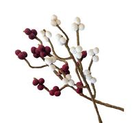 Set di 2 rami con bacche in bianco e rosso scuro in feltro con stelo flessibile, 30 cm, fiori decorativi fatti a mano per creazioni personalizzate, regalo sostenibile, commercio equo e solidale, fiori