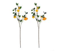 Set di 2 rami di limone artificiali con steli flessibili per la decorazione della casa, adatti per cucina, tavolo da pranzo, ufficio, balcone o giardino con limoni e fiori realistici in plastica