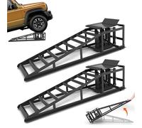 Set di 2 rampe di sollevamento idrauliche con ruote, 5 tonnellate, con cric, altezza di sollevamento 23-36 cm, ponte sollevatore portatile per cambio olio e garage, nero
