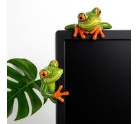 Set di 2 rane decorative per monitor, divertenti statuette in resina verde da scrivania per computer, ufficio o casa - graziose rane rampicanti per schermo, cornici o cubicoli - idea regalo originale