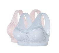 Set di 2 reggiseno sportivo da donna, reggiseno invisibile, imbottito, reggiseno da corsa, yoga, spalline regolabili, traspirante, comodo, leggero, estivo, lingerie Bra Top Abbigliamento, Ag, L