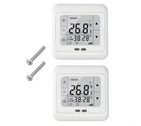 Set di 2 regolatori termostatici con touch screen digitale LCD, timer programmabile 5/2/6/1/7 giorni per riscaldamento a pavimento, potenza massima di commutazione 16A 3600W