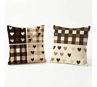 Set di 2 reticolo Federe Cuscini Divano 55x55, Federe Cuscini da Esterno Impermeabili in Lino, Amore Cuscino Divano con Cerniera Invisibile, Decorazione Copricuscino per Auto Letto Giardino y0-128