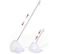Set di 2 Retini per Acquario con Manico Telescopico, Retino Piscina a Maglia Finissima per Pesci e Gamberetti, Rete da Pesca Piccola Quadrata e Rotonda per Pulizia Laghetto e Vasca