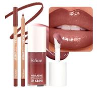 Set di 2 rossetti e lucidalabbra a lunga durata con lucidalabbra idratante e super luminoso, rossetto per modellare e scolpire S04