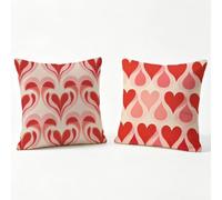 Set di 2 rosso Federe Cuscini Divano 60x60, Federe Cuscini da Esterno Impermeabili in Lino, Amore Cuscino Divano con Cerniera Invisibile, Decorazione Copricuscino per Auto Soggiorno Giardino y0-148