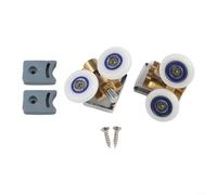 Set di 2 rotelle per porta della doccia, 2 ruote doppie da 26 mm, set di guide di ricambio cromate per porta scorrevole del bagno