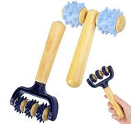 Set di 2 Rulli Massaggianti in Legno con Manici, Rulli Muscolari per Gambe, Rullo Massaggio Piedi per Alleviare Dolori a Gambe, Anche, Spalle e Braccia